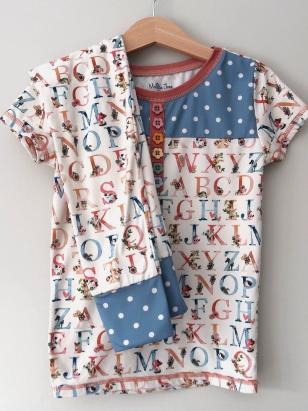Matilda Jane pajama set Girls Size 6 2-piece set Alphabet EUC